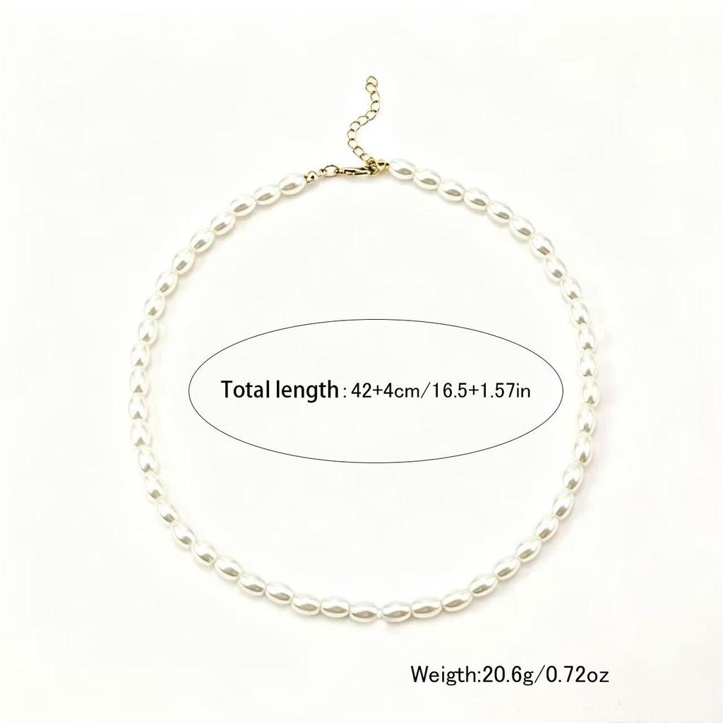 European & American Fashion Glass Pearl Necklace - Simple, Versatile, High-End Clavicle Chain for Women.