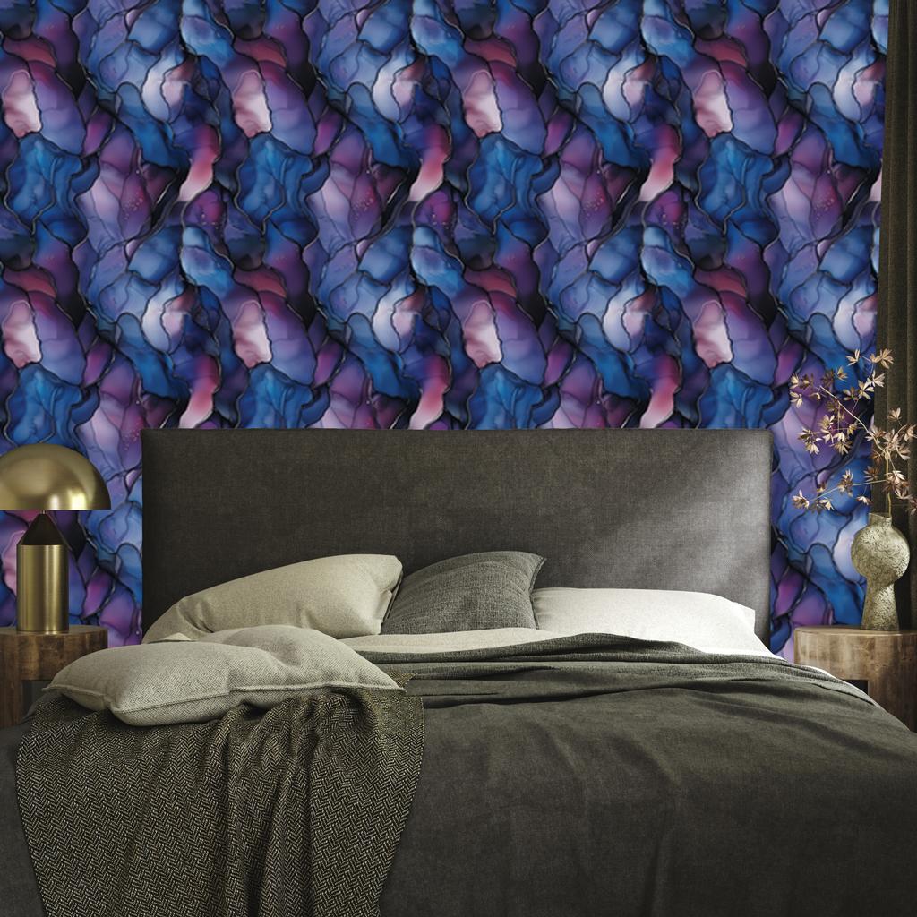Navy blue, blue, violet and indigo ink wallpaper 50x1000