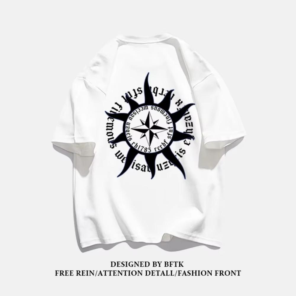 Летняя мода, тяжелая ретро мужская футболка с английскими буквами из 100% хлопка с принтом и круглым вырезом, высококачественная повседневная уличная футболка для фитнеса