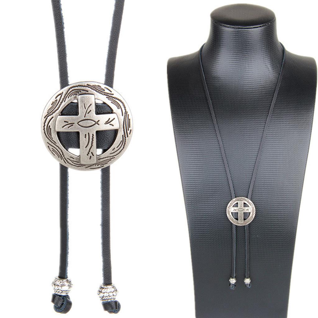 Винтажный западный ковбойский галстук-боло с подвеской-крестом, галстук, панк-ожерелье, аксессуар для костюма, американский галстук-боло, западный