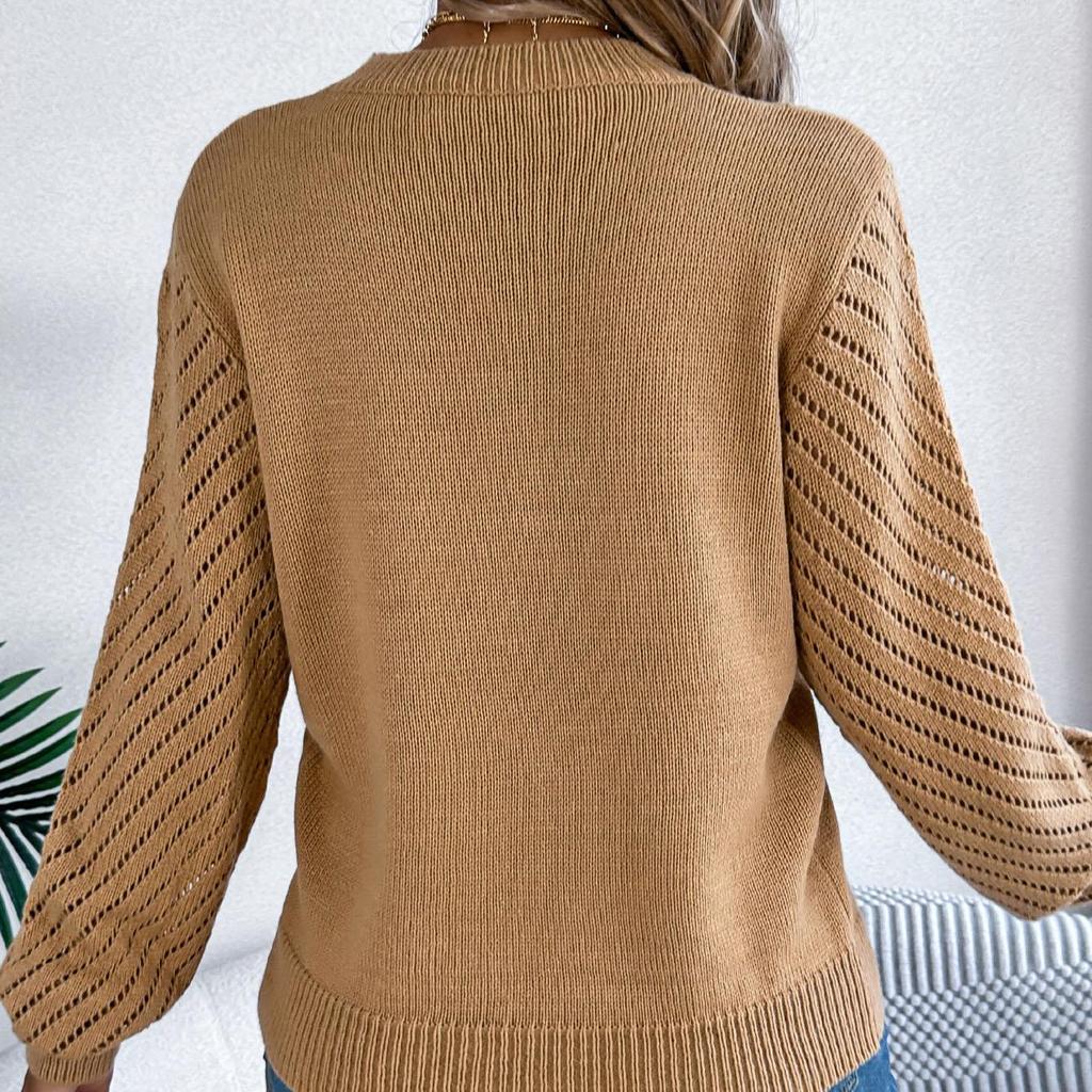 Женский свитер осень-зима с круглым вырезом и длинными рукавами