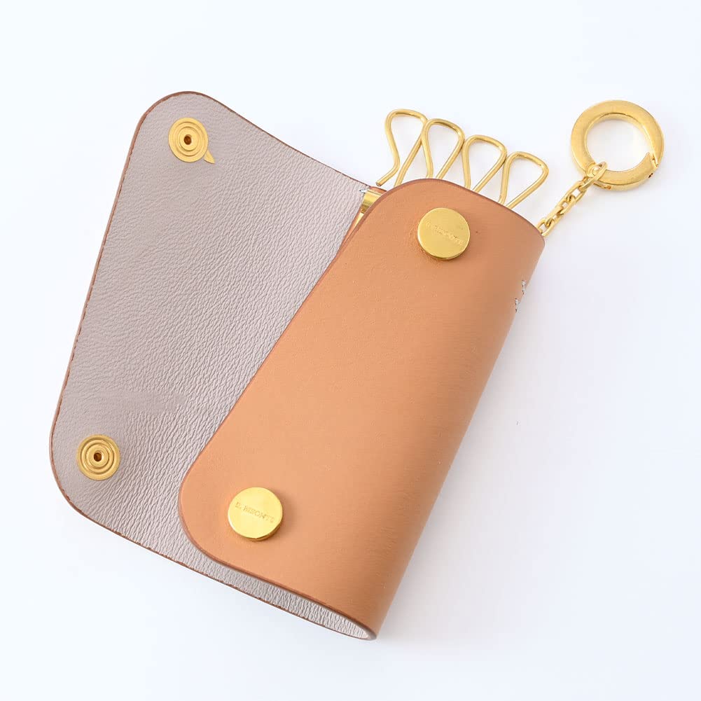 Ilbizonte Key Case 4 Rows Leather SKH115 Natural Brown KEY HOLDER ORGANIC VACCHETTA LEATHER PV0039 Key Ring Key Holder Genuine Leather Trifold Cowhide