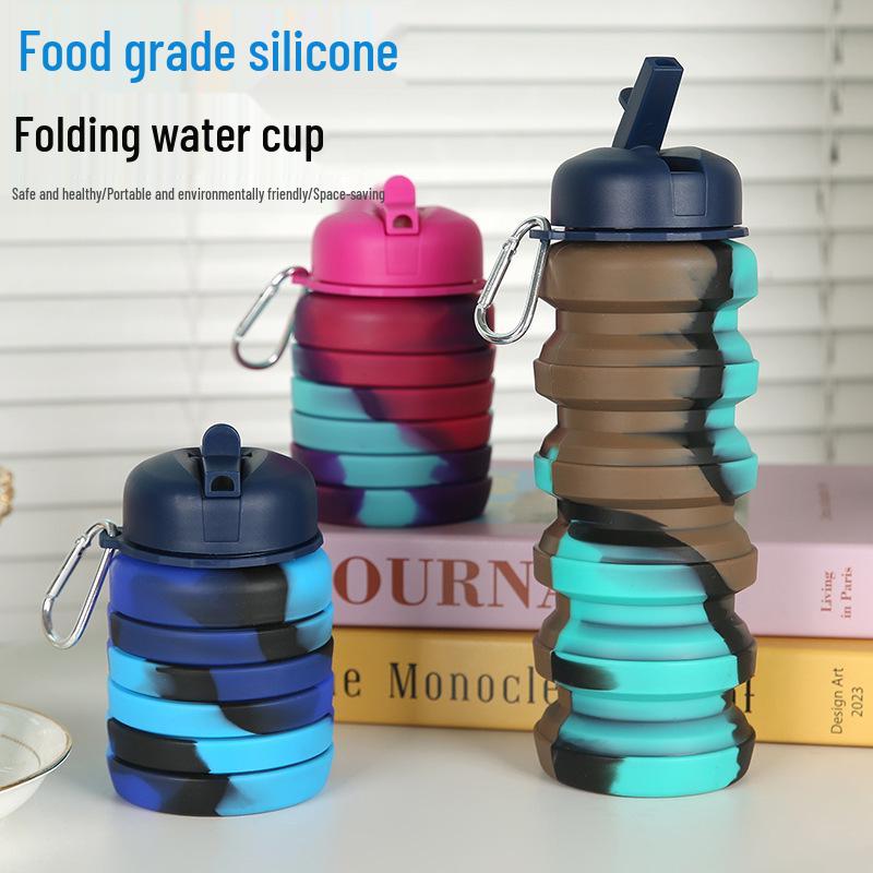 Collapsible Silicone Water Cup - Camouflage Sports Bottle for Outdoors