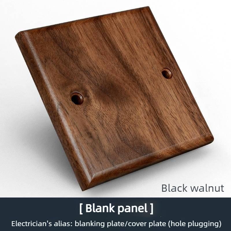 Black Walnut Solid Wood Brass Lever Retro Switch Panel Wall Mount 86 Open Line Box Surface Three Open 16A Socket