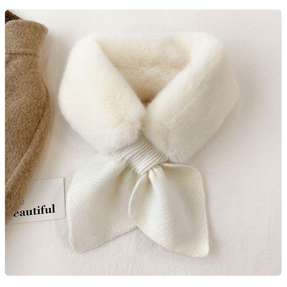 Coffee Color Faux Fur Rabbit Women Autumn Winter Thicken Warm Knitted Wool Scarf Neck Guard Scarves