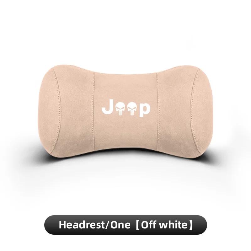 For Jeep Suede Car Neck Pillow Auto Seat Headrest Pillow Accessories For Jeep Renegade Wagoneer Avenger Recon Wrangler JK Gla