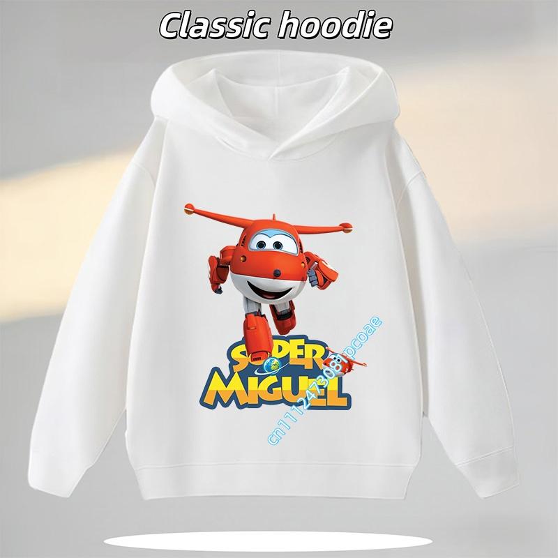 2026 Boys' Sport Shirt - Girls' Casual Top - Cartoon Print - Autumn/Winter Long-Sleeve Super Wings Children's Hooded Sweatshirt
