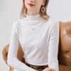 New White Primer Women's Semi-turtleneck Inner Summer Dress Middle Collar Modal Cotton Long-sleeved T-shirt Women