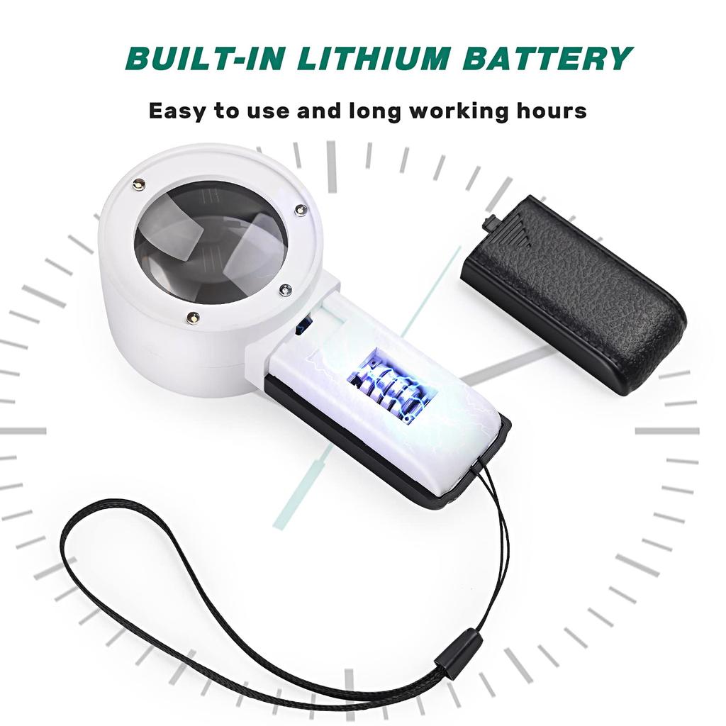 30-кратное увеличительное стекло со светодиодной УФ-подсветкой, профессиональные двухслойные оптические линзы для очков, ручная лупа для ювелирных изделий для пожилых людей