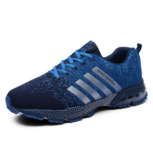 Running Shoes Breathable Men 'S Sneakers Fitness Shoes Air Cushion Outdoor Sports Shoes Platform Flying Woven Lace -Up Shoes