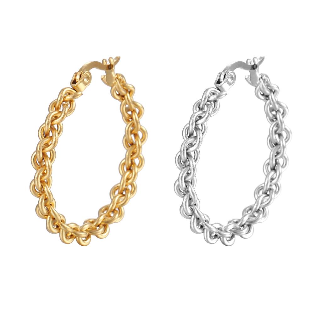 Стильные круглые многорядные витые женские серьги из титановой стали 18 карат, простые ретро-серьги с круглыми пряжками из нержавеющей стали