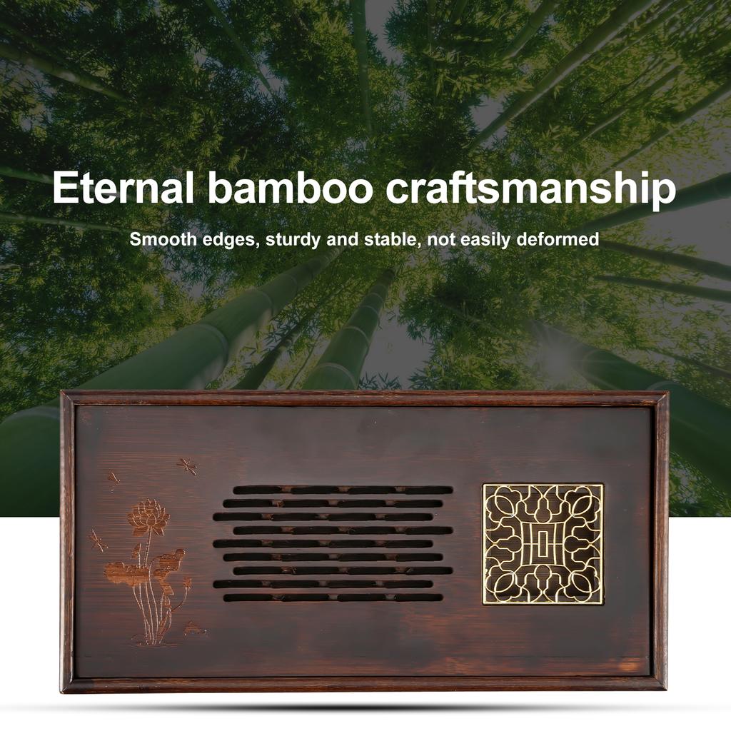 Бамбуковый чайный поднос Маленький бытовой поднос для подачи чая Портативный набор для чая Кунг-фу Водосборник Дренаж Простая прямоугольная чайная доска