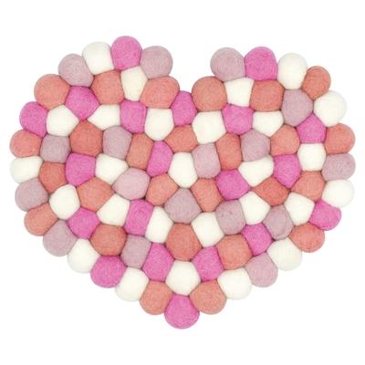 Марушин Непал (Непал) Покопоко Сердце Розовый Ручная работа Шерстяной войлок Термостойкая подставка под горячее (Код продукта: 0395001100)
