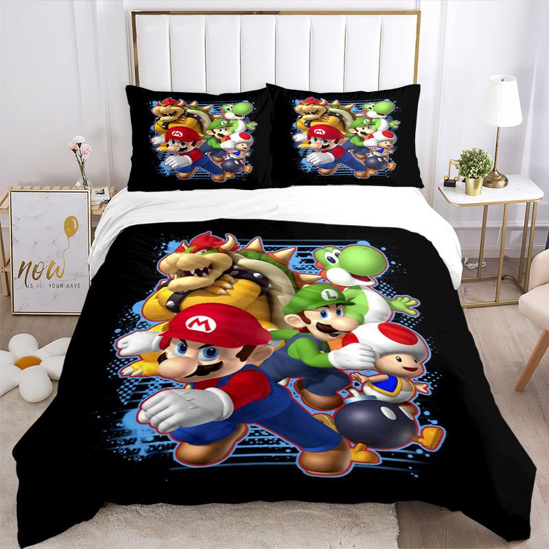 Super Mario Bros Adventure Print 3Pcs Bedding Setduvet Cover With 2 Bedropillowcase Home Birthday Gift