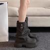 Retro Skirt Martin Boots Women's Versatile Casual British Style Thick-soled Piled Boots Women's Autumn and Winter New