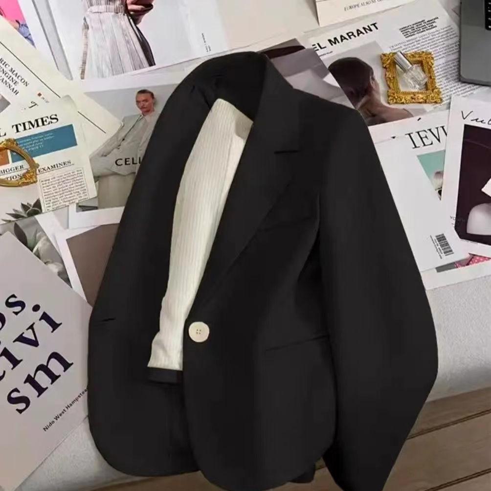 Бежевый женский короткий пиджак - 2025 Весна/Осень Повседневный Универсальный Модный