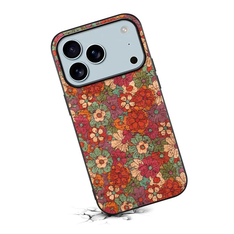 Для iPhone 17 Pro Max Роскошный Цветочный Рисунок Кожаный Задний Чехол-Бампер для iPhone 17 17Air 17 Pro Max Ударопрочный Coque