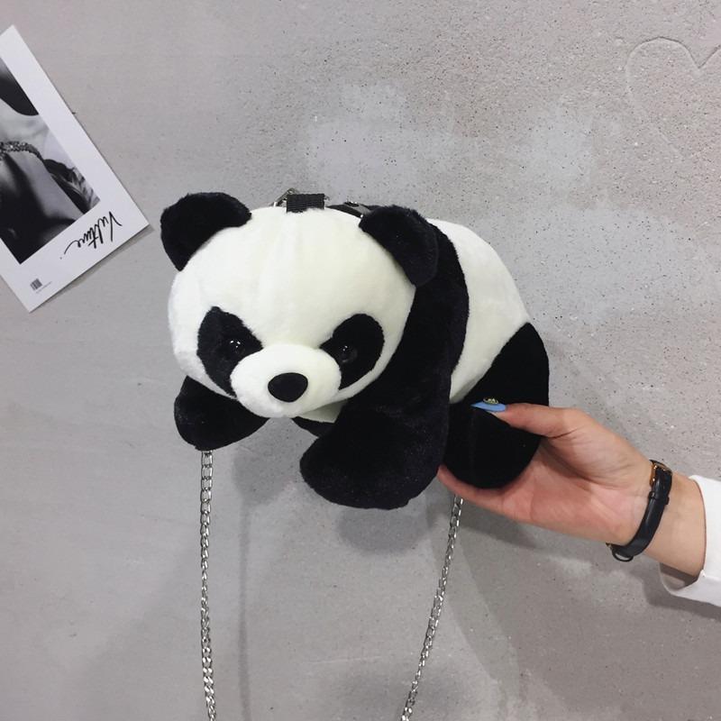 Cartoon Plush Doll Bag, Cute Panda Chain Messenger Bag, Student Ugly Cute Shoulder Bag.