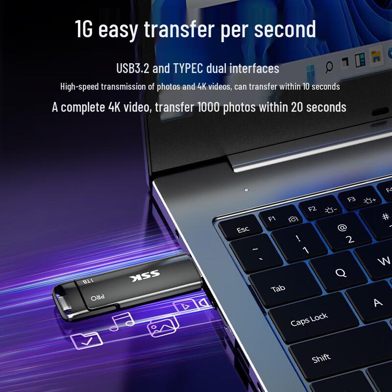 Портативный SSD SSK Type-C с двойным интерфейсом USB 3.2