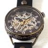 KINO Handmade Watch Automatic Winding Skeleton Back Mechanic Silver Black Handmade Watch