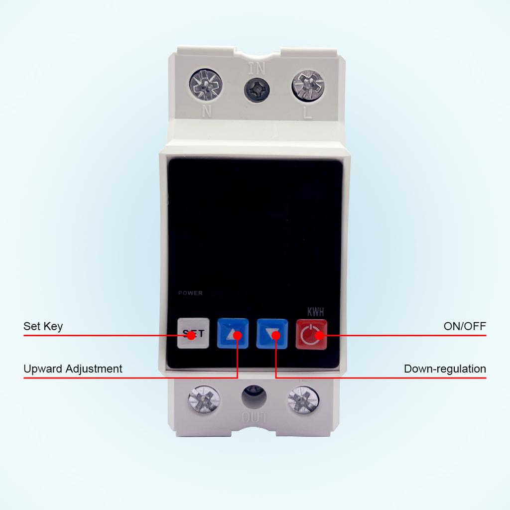 2P 4P Display Adjustable Overvoltage Current and Undervoltage Protection Device Relay 1-63A 230V