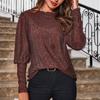 Women's New Commuter Style Loose Long Sleeve Sequins Round Neck Shirt Top T-Shirt