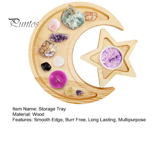 Moon Star Wooden Plate Jewelry Tray Smooth Edge Burr Free Dessert Party Serving Tray Ramadan Decoration