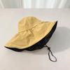 Solid Color Women Fisherman Hat Anti-Ultraviolet Foldable Wide Brim Sun Hat Adjustable Sunshade Sun Protection Hat