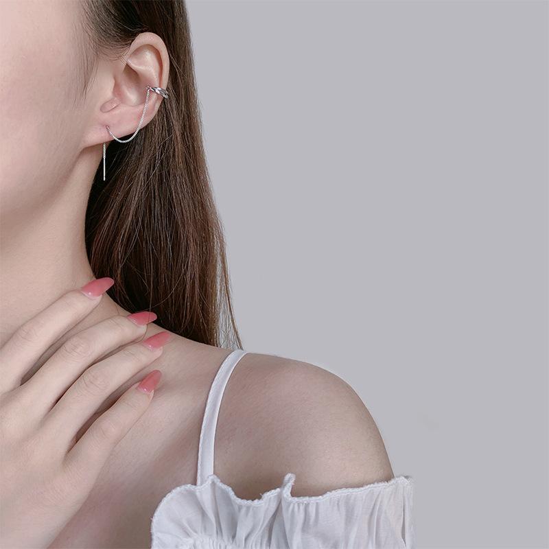 Серьги-подвески из серебра S925 для женщин, элегантные минималистичные длинные серьги-гвоздики, стильные висячие серьги-капли