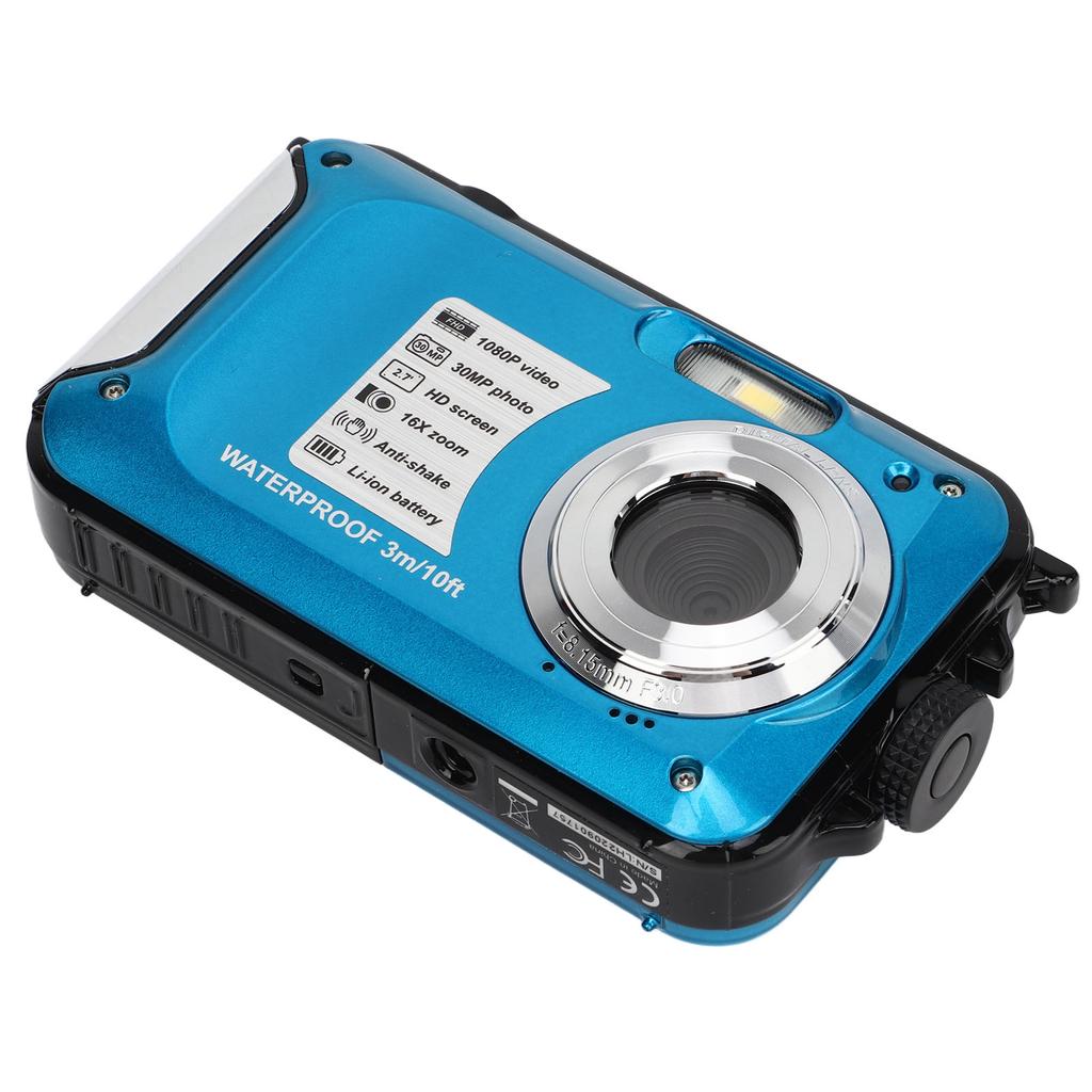 Waterproof Digital Camera 1080P 30MP 16X 10FT Underwater Camera for Snorkeling Camping