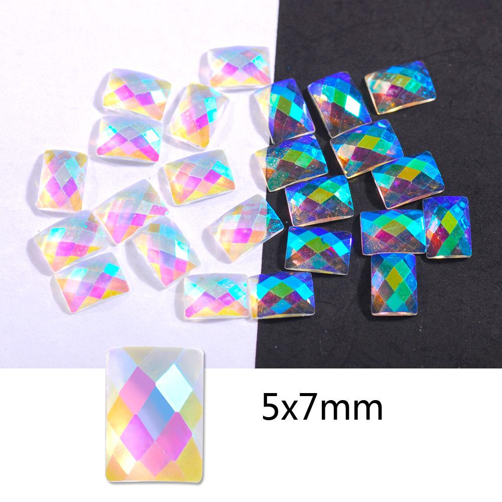 100Pcs Aurora Resin 3D Nail Rhinestones Crystal Gem Stone Nail Art Decoration