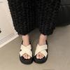 Fashion and foreign style thick bottom cross word cool slippers ins tide 2025 spring and summer new Internet celebrity slippers women's wear