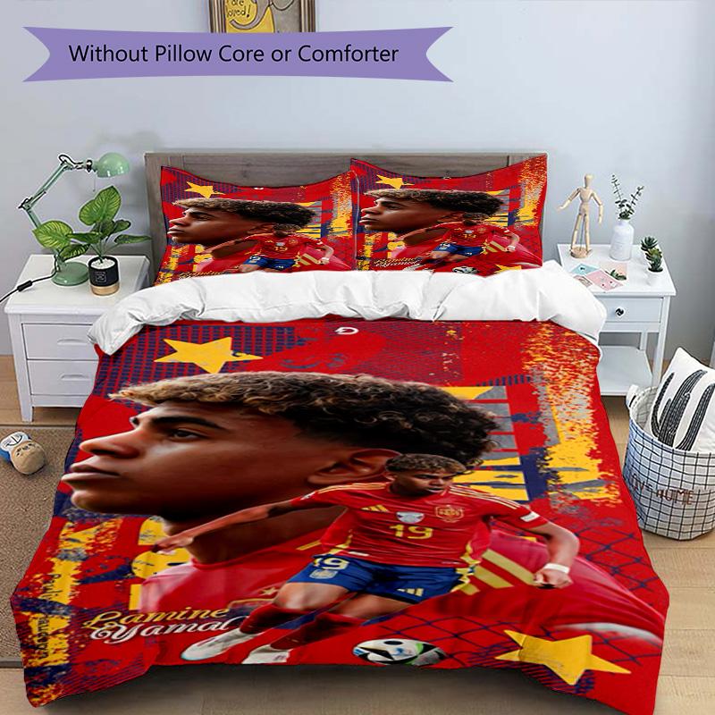 Lamine Yamal Spanish Football Player Bedding Set,Premium Bed Linen for Bedroom Home Decoration,Perfect Collectible Gift for Messi Fans,Easy Care Duvet