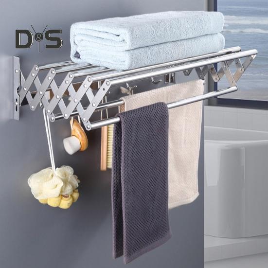 Wall-Mounted Drying Rack Rustproof Corrosion Resistant Expandable Retractable Easy Installation Bathroom Laundry Rack