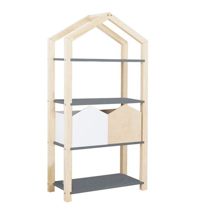 Etagère cabane TALLY - bois naturel et gris