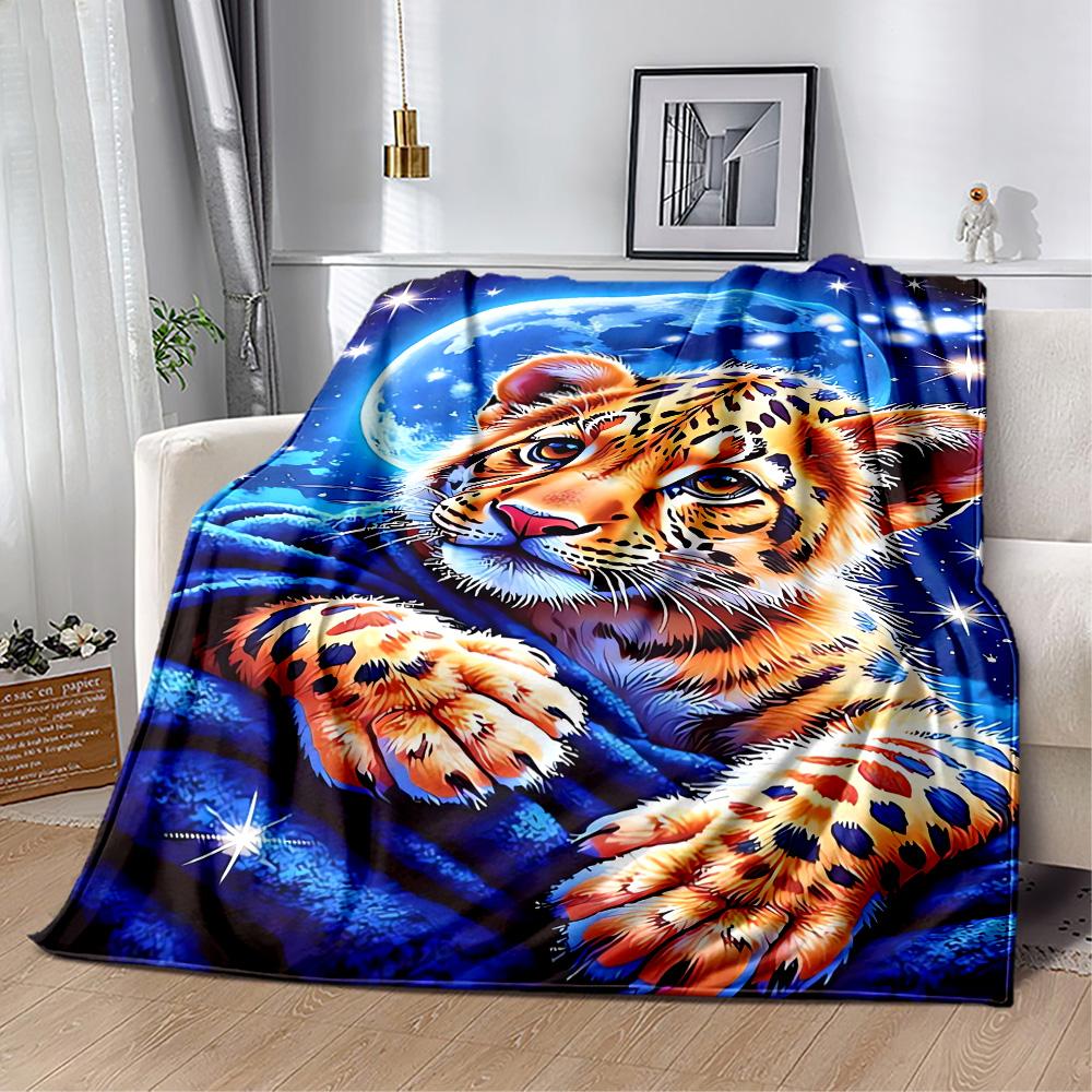 1pc Cute Elephant on Moon Blanket Soft Comfortable Lightweight Perfect for Travel Camping Picnics Sofa Office Bed Living Room Ideal Gift for Friends