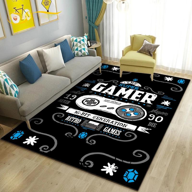 Cartoon Gamer Game Controller Carpet For Living Room Non Slip Parlour Sofa Large Area Rug Bedroom Kid Play Room Floor Mat