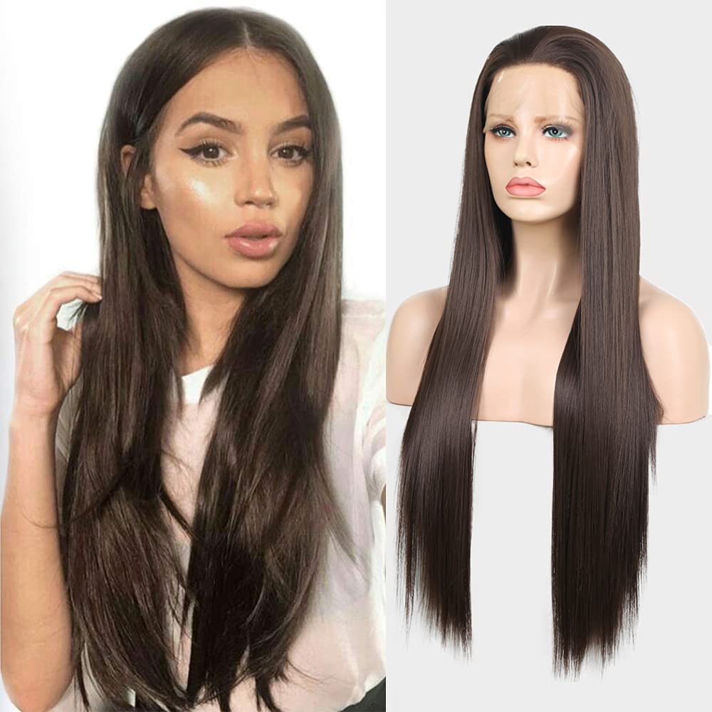 AIMEYA Lavender Purple Silky Straight Lace Front Wig Women's Synthetic Wig 13x4 Black /Blonde/Brown/ Blue Color Daily Cosplay
