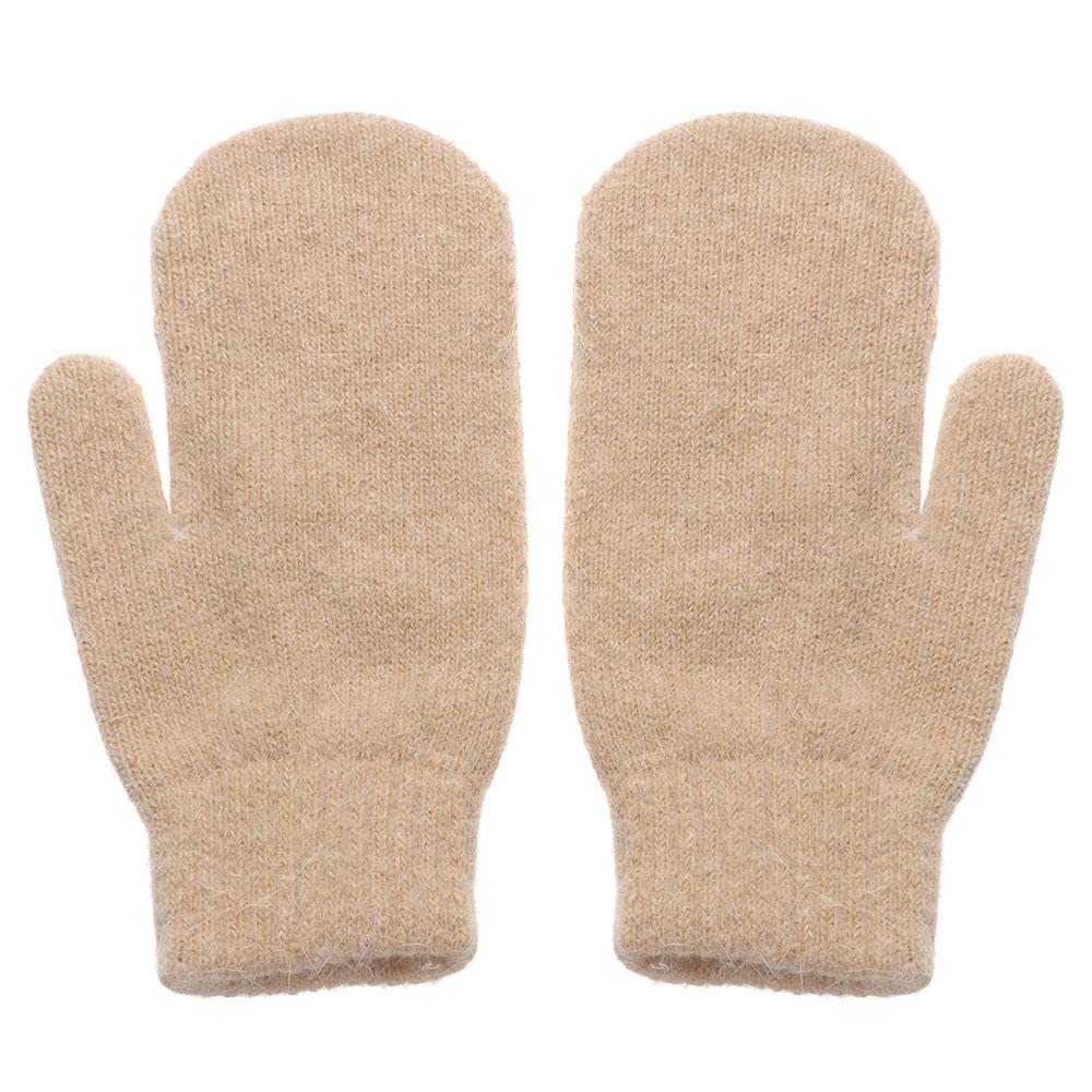 Двухслойные перчатки из кроличьей шерсти, женские зимние корейские однотонные зимние женские перчатки на все пальцы, варежки для девочек