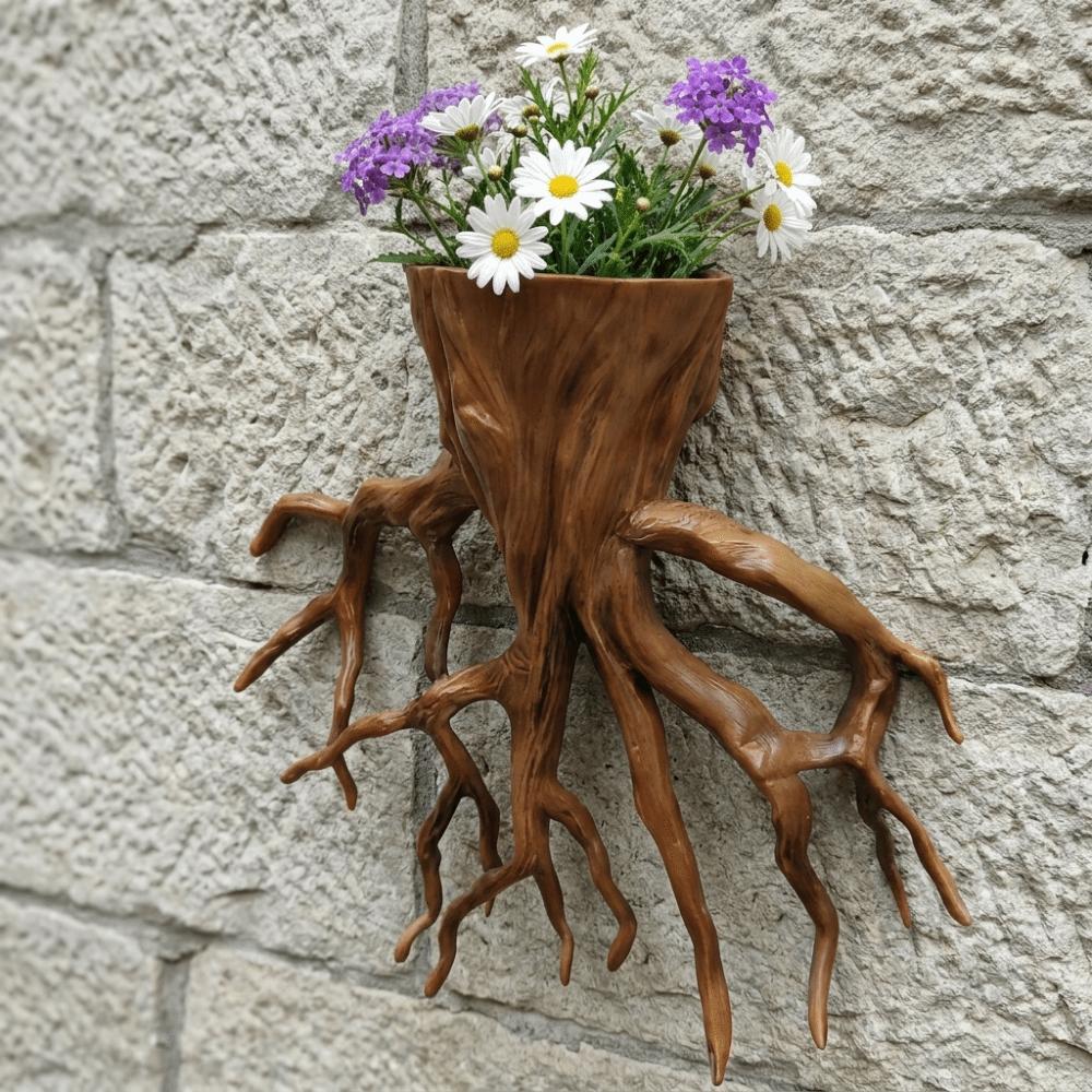Decorative Hanging Flower Pot Tree Root Shape Plant Container Wall Decoration Office Decor