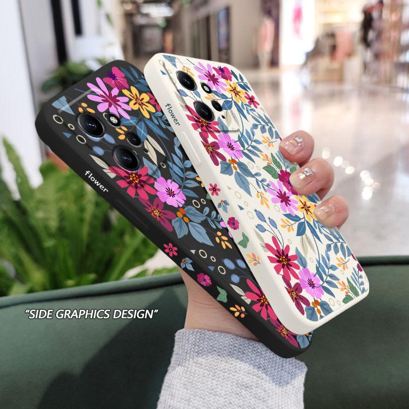 Красивые Цветы Чехол для Телефона Для Xiaomi Redmi Note 14 13 12 12S 11 11S 10 10T 10S 9 9S 8 7 Pro Plus 4G 5G Жидкий Силиконовый Чехол