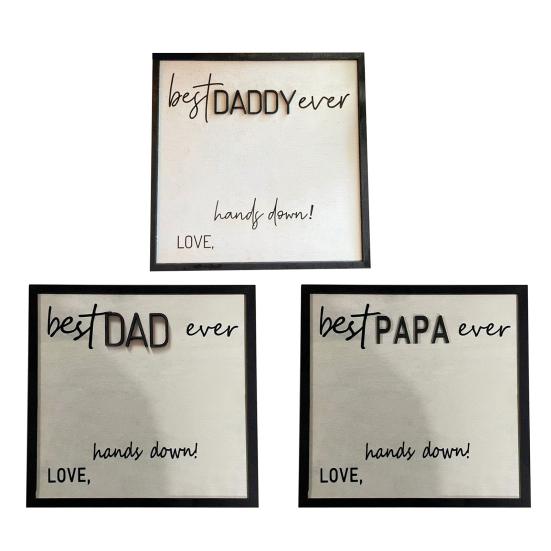 DIY Handprint Keepsake for Dad Best Dad Ever Wooden Plaque Desk Father And Kids Hands Down Sign for Daddy Papa Grandpa from Daughter Son Father's Day