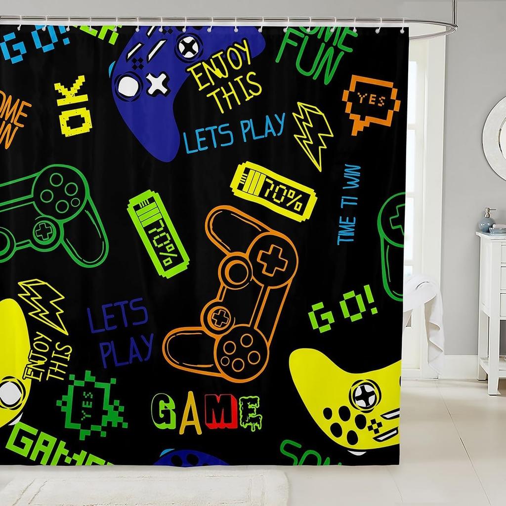 Детская милая шторка для душа с суши для мальчиков и девочек, в японском стиле, кавайный декор, занавеска для ванной - розовая мультяшная с сердечками, водонепроницаемая ткань