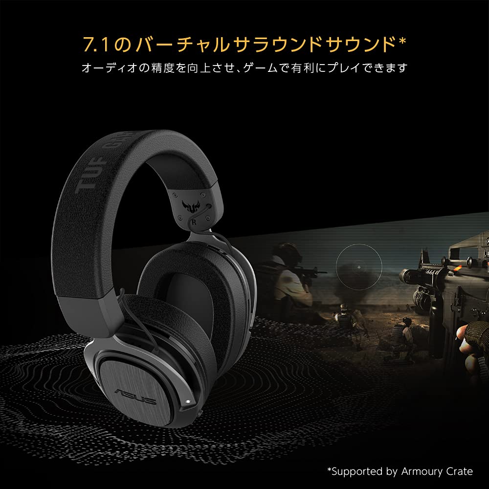 ASUSTek TUF Gaming H3 Wireless Gaming Headset for with Lightweight Design PS5/PS4/PC/Switch/Smartphones, 2.4GHz Wireless/Type-C/USB 2.0, Microphone,