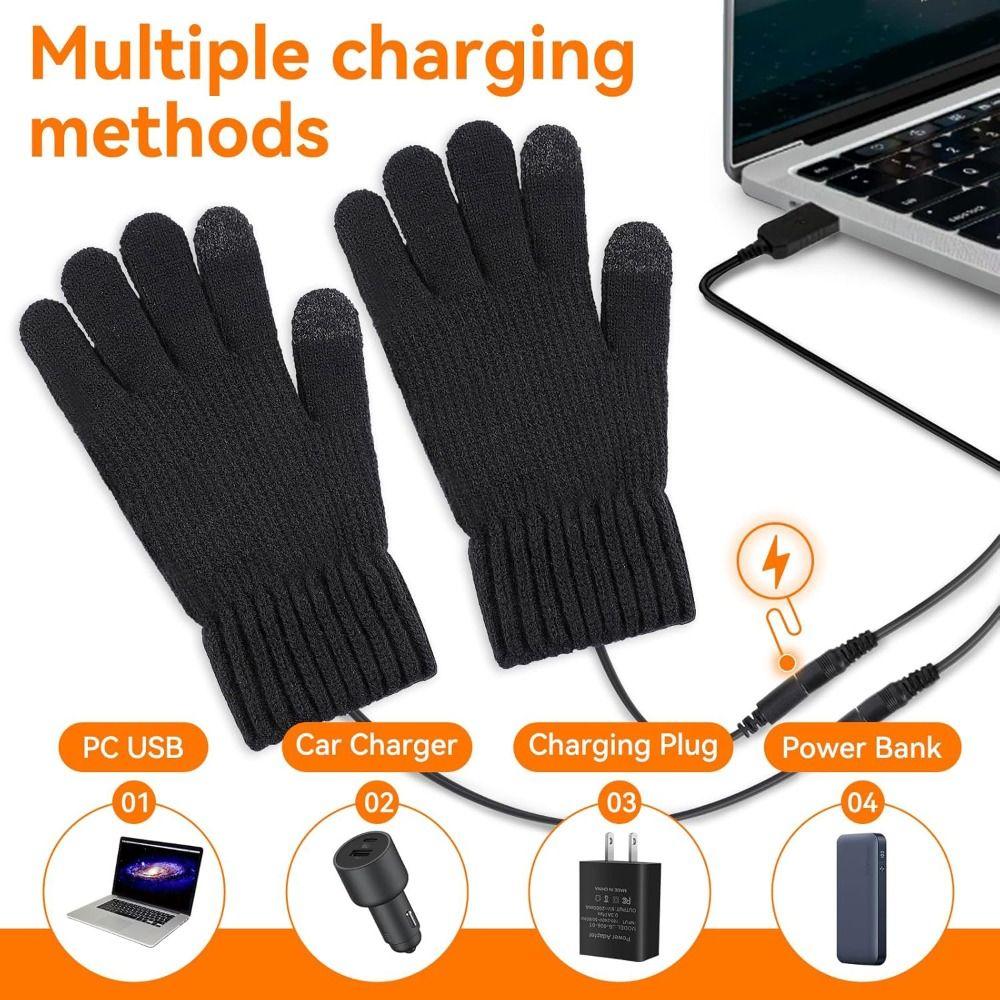 Winter USB Heated Gloves Warm Knitting Gloves New Winter Touchscreen Gloves for Indoor Outdoor