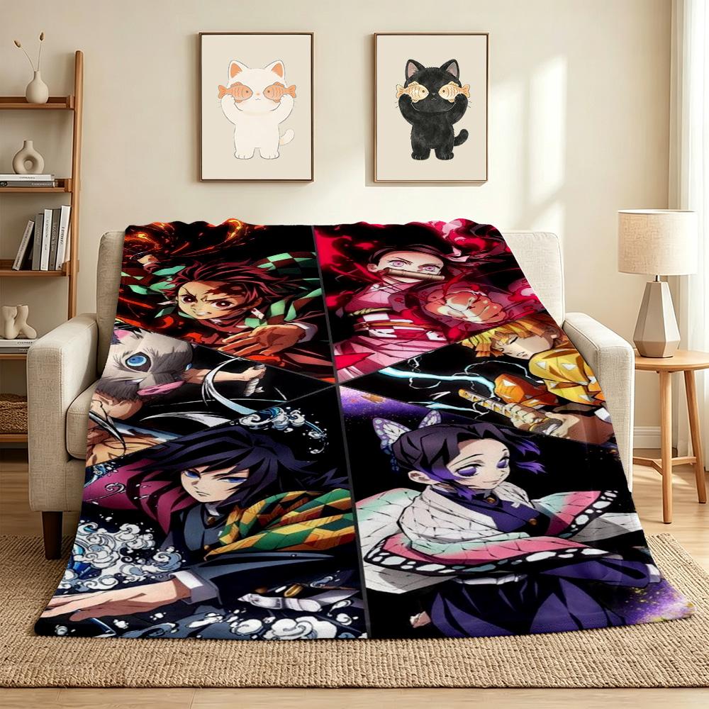 Demon Slayer Flannel Blanket Throw Blanket Soft Warm Sofa Bed Camping Car home Decor Unique Christmas Gift C9301449