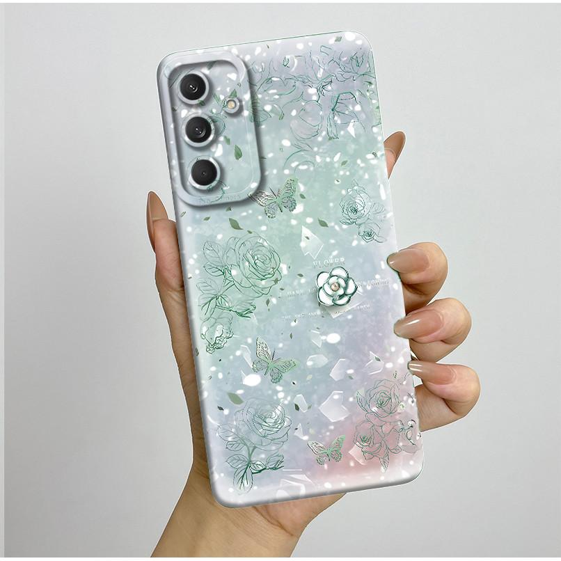 Чехол для телефона Samsung Galaxy M35 5G Бампер Силиконовый Ударопрочный Красивый Чехол с Бабочками и Цветами для Galaxy M 35 M55 Funda