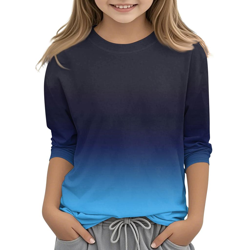 Детская футболка с круглым вырезом и принтом, рукава 3/4, повседневная футболка