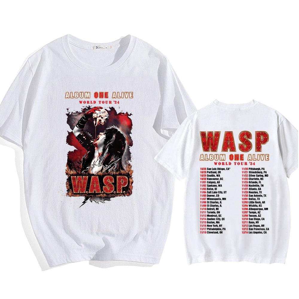 Альбом One Alive World Tour '24 Футболки WASP Nation Хип-хоп мода Мужская футболка Футболки Короткий рукав Круглый вырез Унисекс Уличная одежда