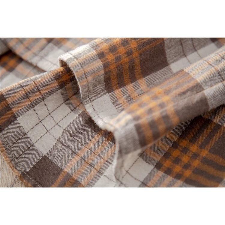 Casual Loose-Fitting Plaid Cotton Shirt for Women, Perfect for Autumn